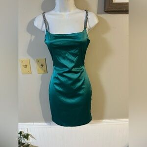 Emerald Green Satin Dress